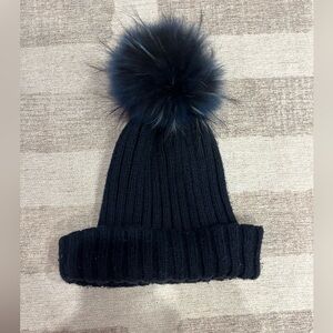 Cozy Navy Blue Knit Pom-Pom Hat
